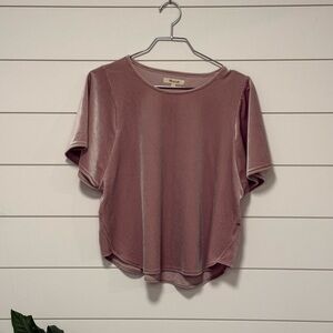 Madewell Velvet butterfly top Short Sleeve Blush Mauve Easter  Spring - Size S